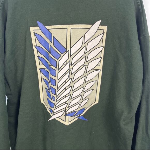 Attack On Titan Wings Of Freedom Anime Green Full Zip Hoodie Sweatshirt Mens XL - Picture 12 of 13